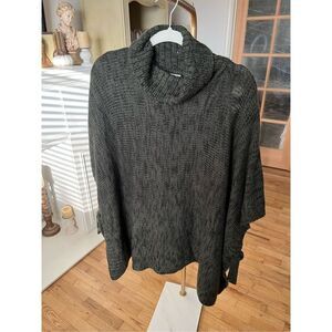 Loft one size poncho sweater dark green